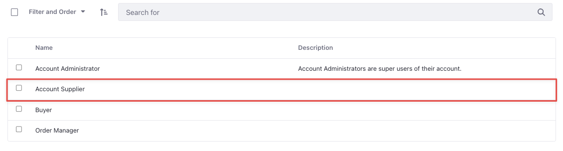 Choose the new account role of Account Supplier for the user.