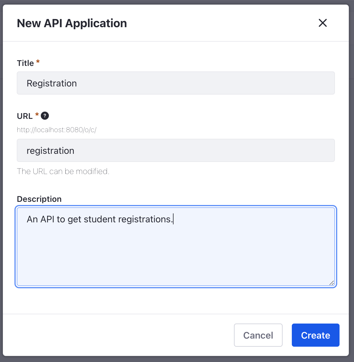 Create a new API application