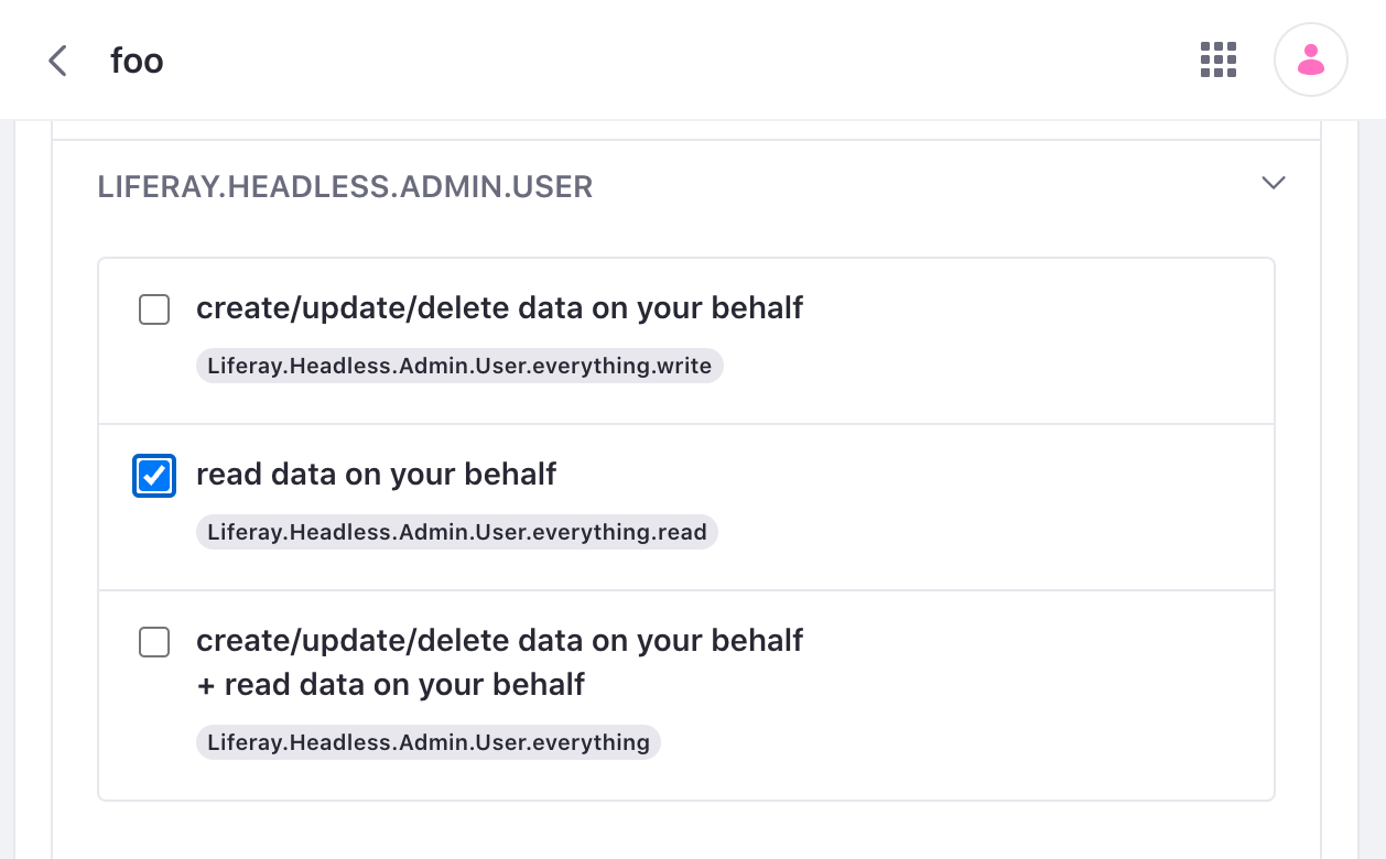 Enable read privileges for LIFERAY.HEADLESS.ADMIN.USER.