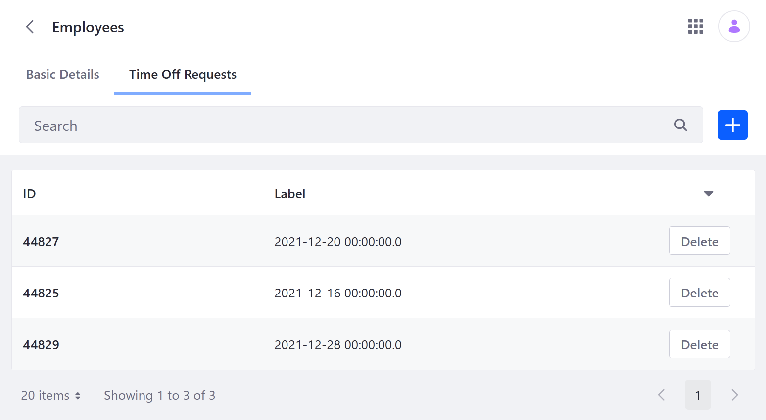 View an employee's related requests in the Time Off Requests tab.