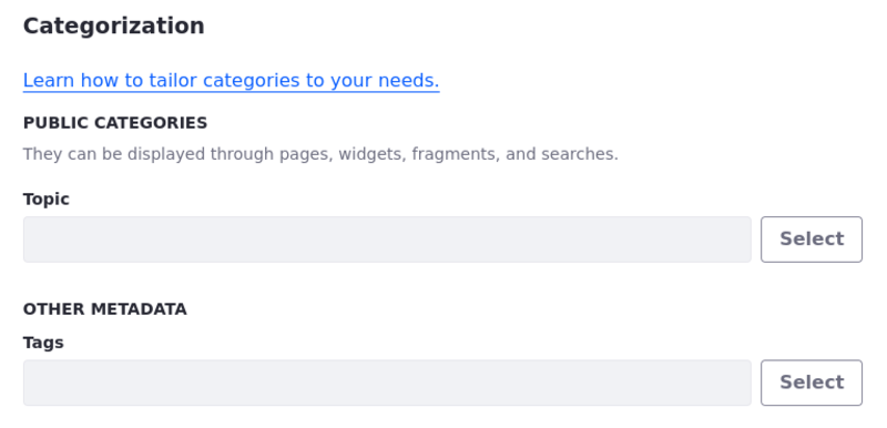 Use Topics and Tags to categorize a page's content