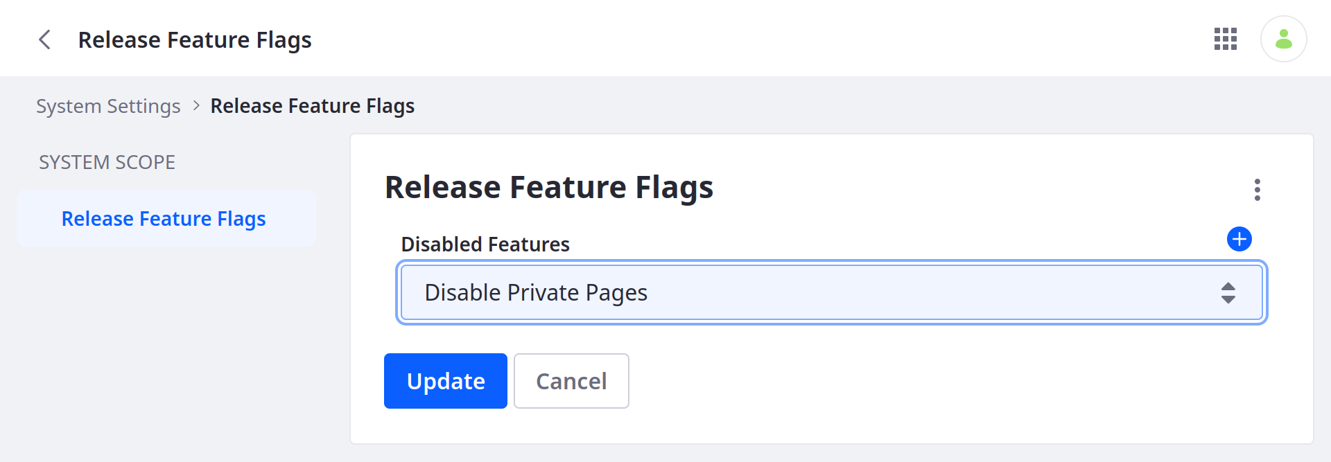 Select disable private pages.