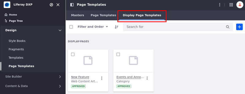 Go to the display page templates tab.