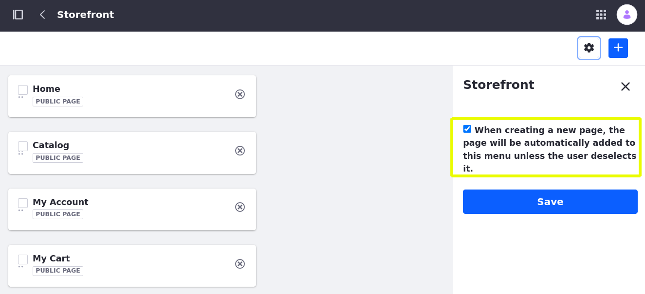 You can select from existing navigationmenus when creating site pages