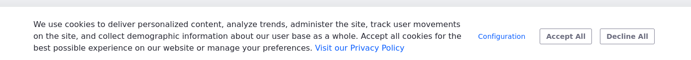 The cookie banner appears the first time users visit your site.